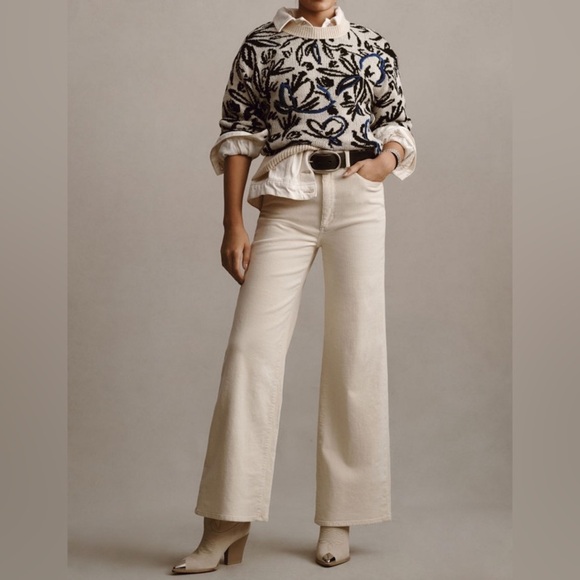 By Anthropologie Floral Pop Embroidered Wool Blend Sweater Size S - Blue - NWOT‎ - Picture 4 of 16